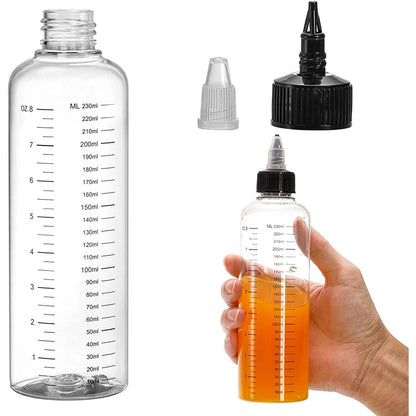 30ml-500ml Empty Hair Dye Bottles — Measured Twist Cap Refillable Squeeze Containers