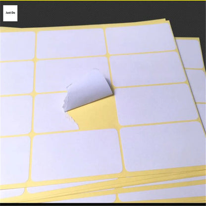 15-Sheet Blank White Adhesive Labels - Self-Stick Name Stickers for DIY Crafts, Notes, and Office Stationery