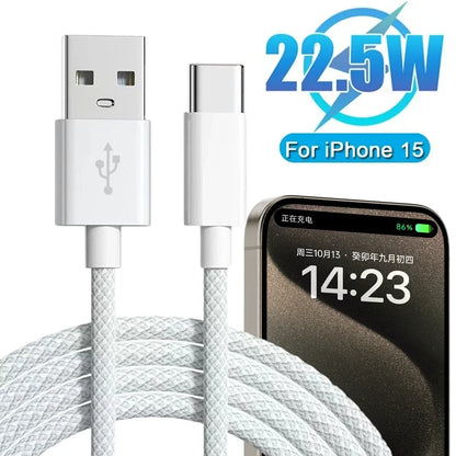 Nylon Braided USB-C Fast Charging CarPlay Cable for iPhone 15/15 Pro/15 Pro Max/15 Plus