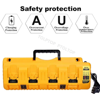 DCB104 Rapid Charger for Dewalt 12V & 20V Max Batteries – 4-Port with 2 USB, Compatible with DCB204, DCB205, DCB127, DCB105