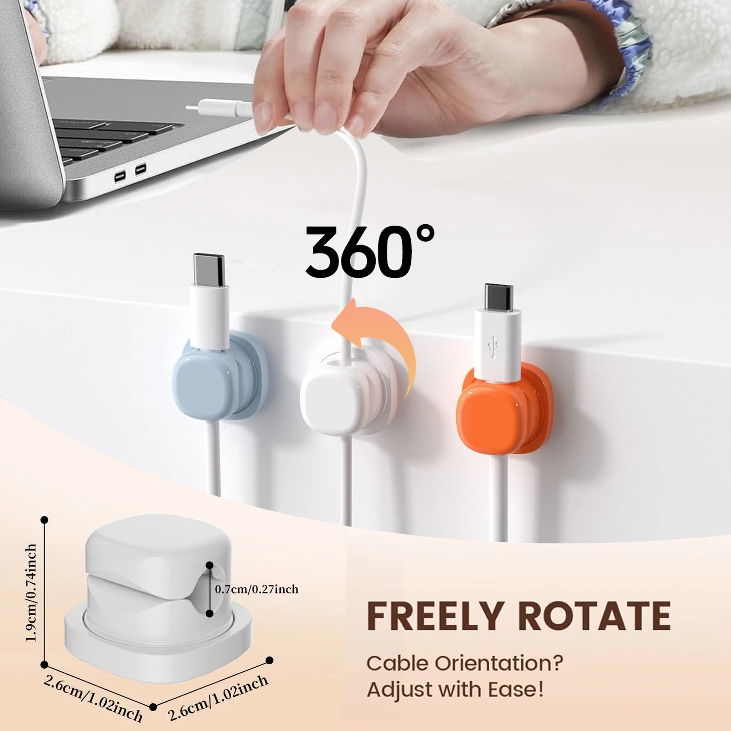 3/6-Piece Household Cable Clamp Kit – Rotatable Anti-Slip Holders for Home, Car & Desk Organization