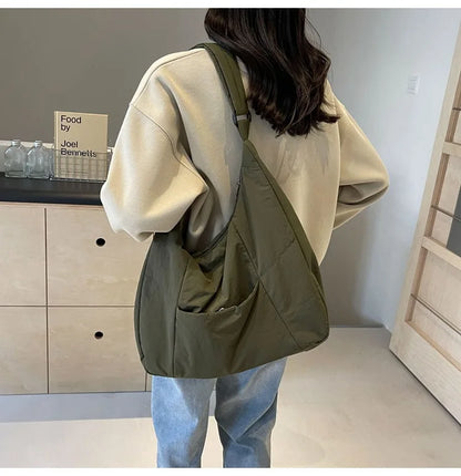 2025 Trendy Women's Soft Cloth Shoulder Bag – Solid Color, Y2K Casual Style, Crossbody Handbag for Students
