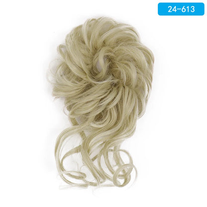 AZQUEEN Messy Bun Hair Extension – Synthetic Curly Wave Chignon Scrunchie, Elastic Band Updo Hairpiece for Women