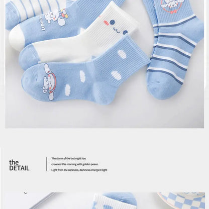 New Sanrio Cinnamoroll Cartoon Socks — Cute Unisex Mid-Calf Socks for Kids & Adults, Perfect for Autumn & Winter
