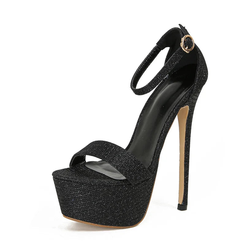 Liyke Women’s Sequined Platform Sandals – Sexy Open Toe Party & Pole Dance Heels, Size 34-46