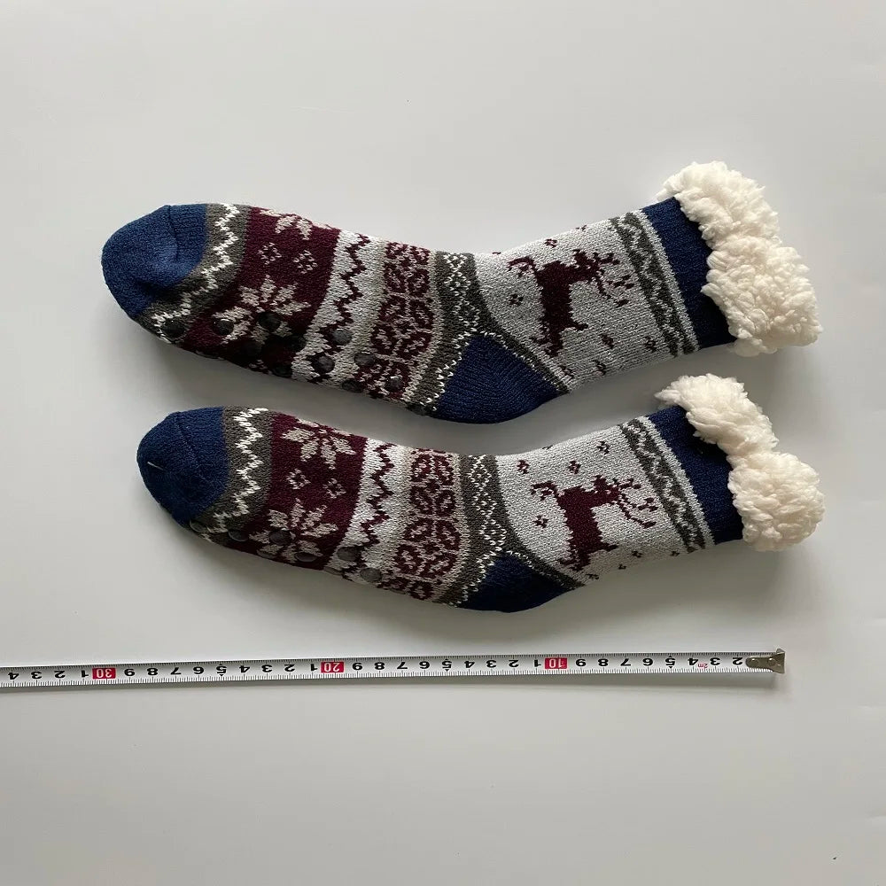 Women’s Christmas Fuzzy Socks – Winter Warm Thermal Non-Slip Fluffy Floor Slippers, Soft Indoor Home Gift