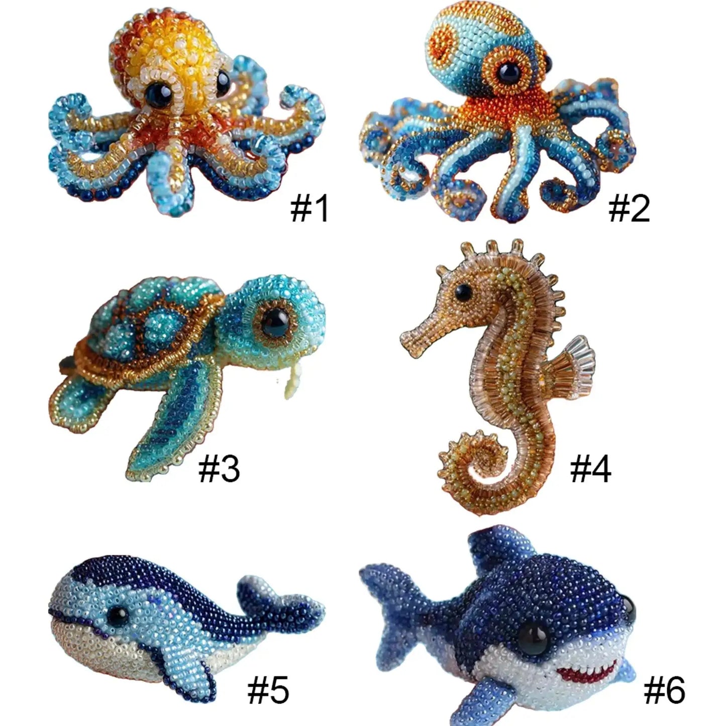 Creative Beaded Embroidery Kit - Cute Ocean Animal DIY Beadwork Set for Beginners, Relaxing Craft & Decorative Projects