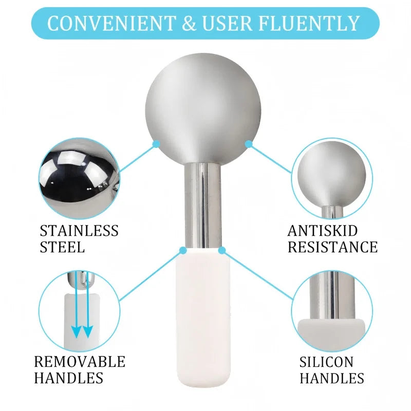 Mini 2pcs Stainless Steel Ice Globes – Cryo Sticks for Face & Eyes, Cold Roller for Puffiness, Wrinkles & Dark Circles