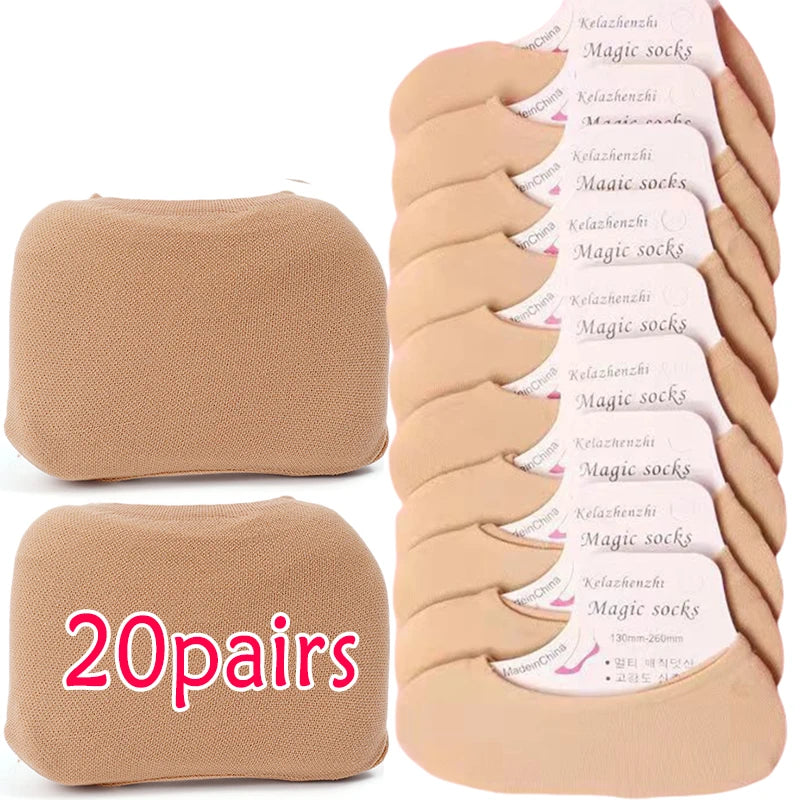 20/60 Pairs Non-Slip Invisible Boat Socks – Seamless Ice Silk, Thin & Breathable No-Show Ankle Socks for Summer