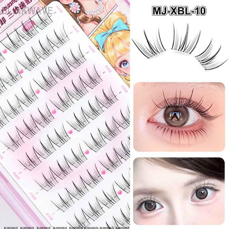 Large Capacity Girls’ Glue-Free False Eyelashes – Natural Wispy Reusable Bottom & Top Lashes, Easy Apply