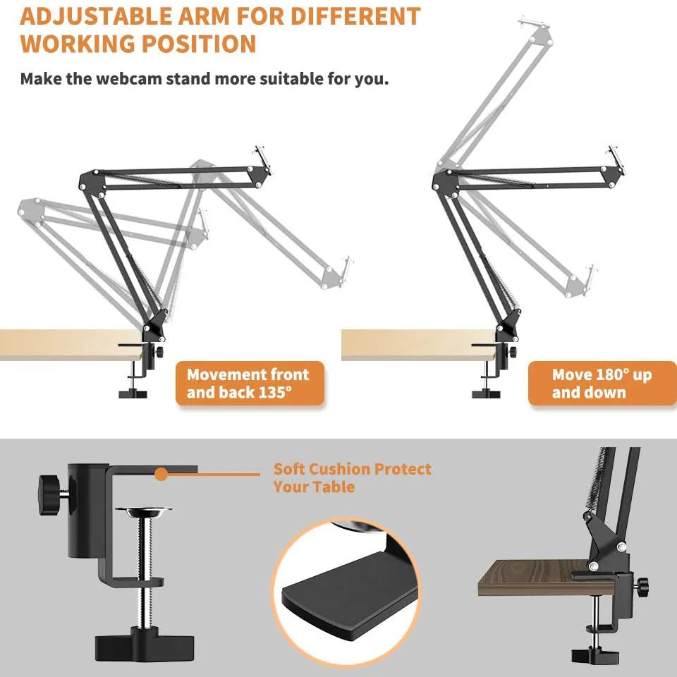 LED Selfie Ring Light with Phone Stand – Folding Arm, Dimmable Circle Fill Light & Tripod for YouTube & Streaming