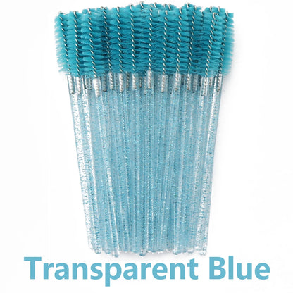 ANNAFRIS 50pcs Disposable Eyelash & Eyebrow Brushes — Soft Crystal Lash Extension Mascara Wands Makeup Tools