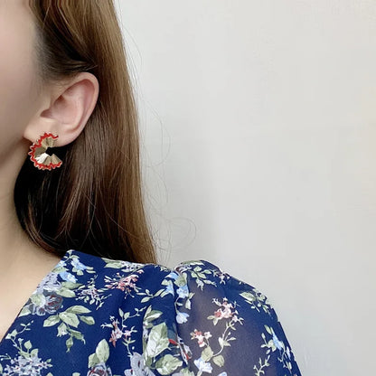 Irregular Geometric Alloy Clip-On Earrings - No-Piercing Punk Style Statement Jewelry for Women