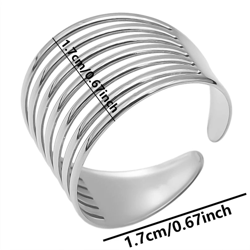 Stainless Steel Chunky Open Ring — Textured Vintage Lava Design for Men & Women