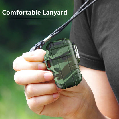 Outdoor Waterproof Blue Flame Lighter with Lanyard – Portable Butane Jet Cigar Lighter for Camping and Wading