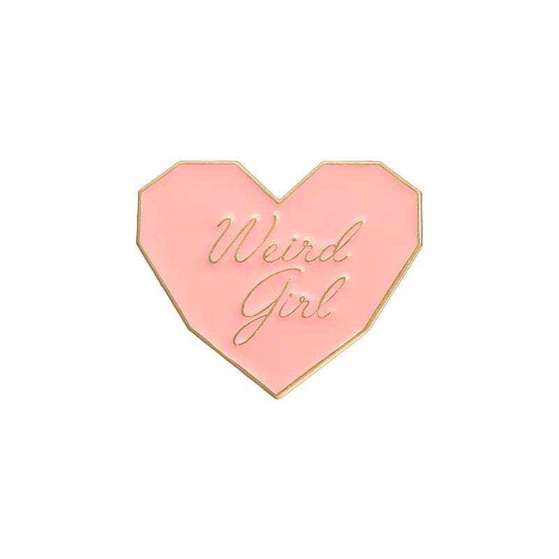 Pink Heart Brain Ghost Enamel Brooch – Gothic Retro Radio & TV Badge, Funny Punk Lapel Pin Jewelry Gift