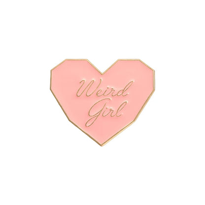 Pink Heart Brain Ghost Enamel Brooch – Gothic Retro Radio & TV Badge, Funny Punk Lapel Pin Jewelry Gift
