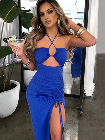 Women’s Sleeveless Backless Midi Bodycon Dress – Sexy Slim Fit Club Party Night Out Elegant Elegant Vestido for Women