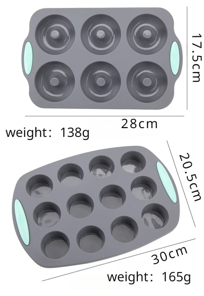 3D Silicone Bread and Muffin Mold Set - Heat Resistant, Non-Stick Kitchen Bakeware for Cakes and Pastries