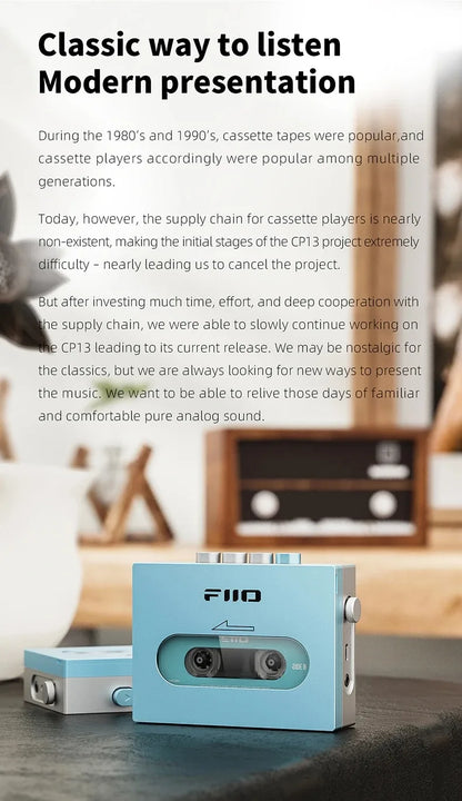FiiO CP13 Portable Stereo Cassette Music Player – 13 Hours Battery Life, 1800mAh, Dual-Mode 4.2V Power Supply, MP3 Player