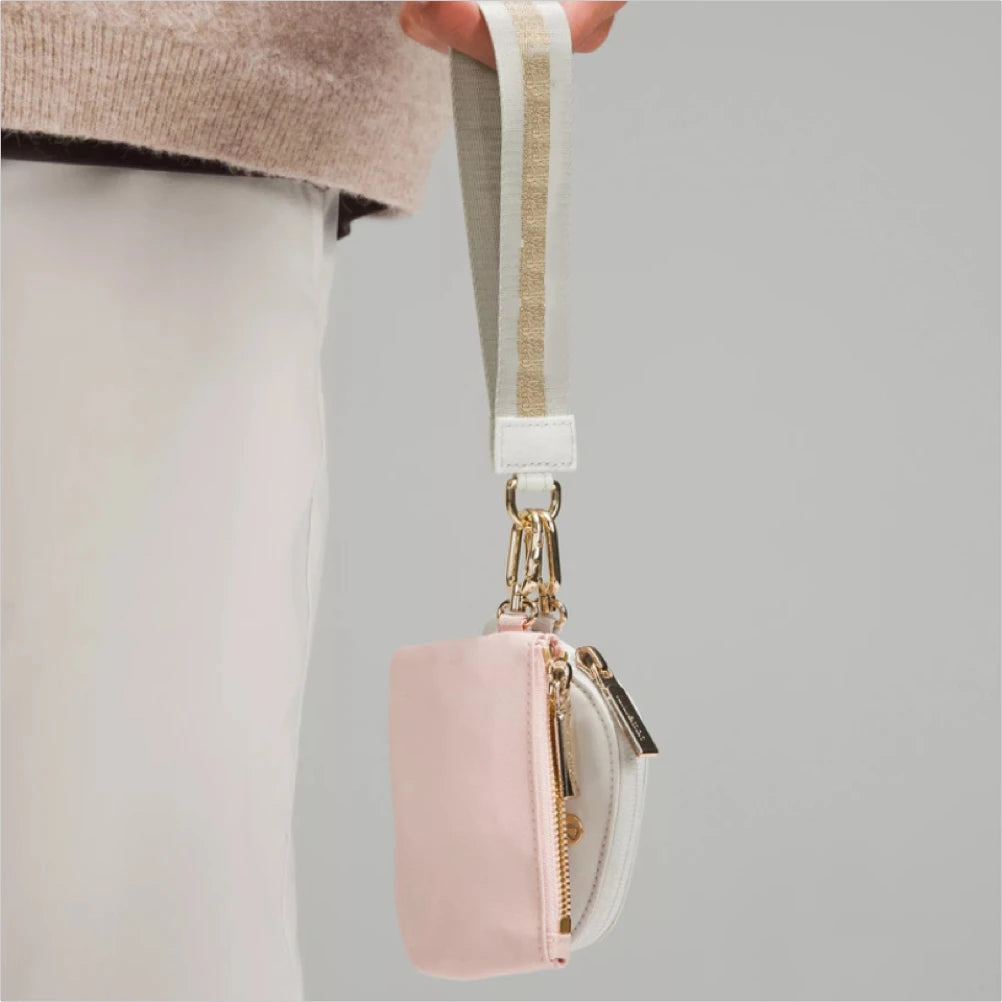 Women's Double Pouch Wristlet Keychain Wallet | Zipper Coin Purse & Detachable Key Card Holder | Portable Change Pocket
