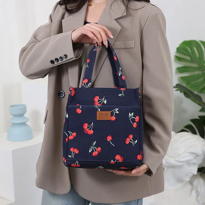 Fashionable Thickened Cotton Handbag — Large Capacity Tote, Mommy Bag, Lunch Box Storage Pouch, Commuter Handheld Bag