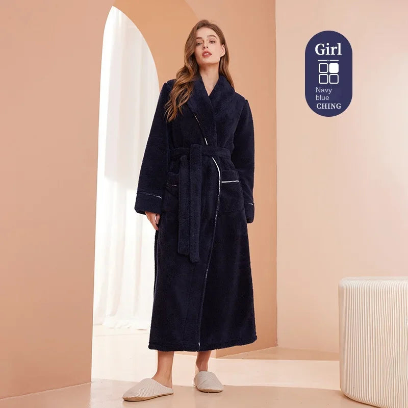 2025 Autumn Winter Cotton Robe – Thick Comfortable Large-Size Bathrobe for Men & Women, Luxury Couple Pajamas