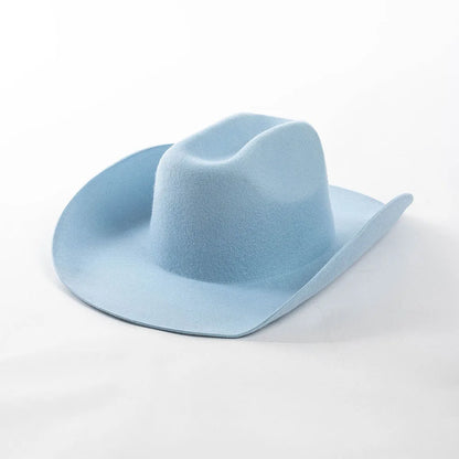 100% Wool Western Cowboy Hat – Casual Felt Cowgirl Hat for Men & Women, Autumn & Winter Outdoor Sunshade Fedoras Top Hat