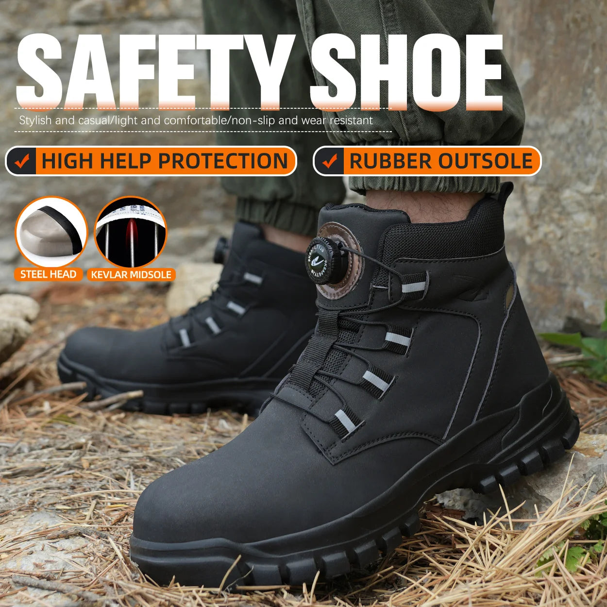 Men’s Waterproof Steel Toe Safety Boots – Indestructible Work Shoes, Anti-Smash & Stab-Resistant Biker Boots