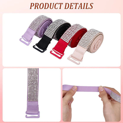 Invisible Rhinestone Bra Straps - Non-Slip Adjustable Shiny Replacement Lingerie Accessories for Women