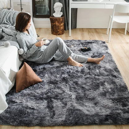 Gray Plush Velvet Area Rug – Soft Fluffy Anti-Slip Carpet for Living Room, Bedroom, Kids Room & Home Decor