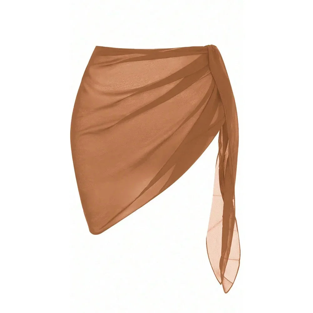 Women's Summer Sarong Cover Up - Sheer Chiffon Beach Wrap Short Skirt for Bikini & Swimwear