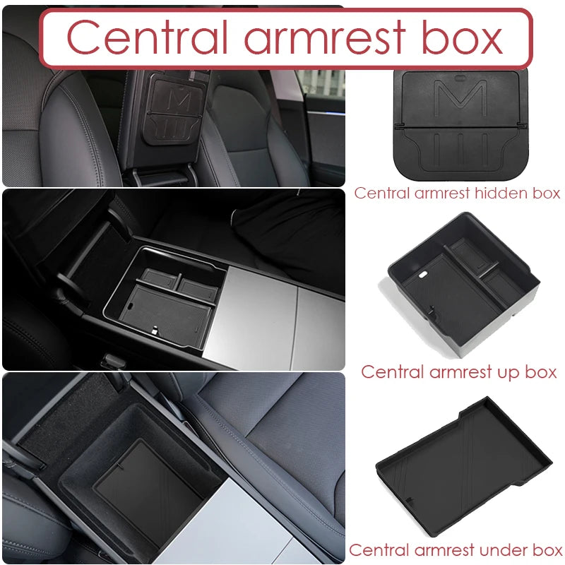 Tesla Model 3 Highland 2024 Center Console Storage Box – Armrest Organizer Accessory for Model 3 Stowing & Tidying