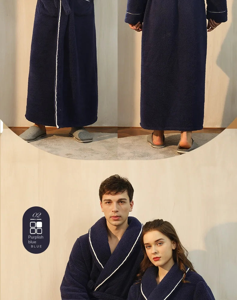 2025 Autumn Winter Cotton Robe – Thick Comfortable Large-Size Bathrobe for Men & Women, Luxury Couple Pajamas