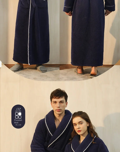 2025 Autumn Winter Cotton Robe – Thick Comfortable Large-Size Bathrobe for Men & Women, Luxury Couple Pajamas