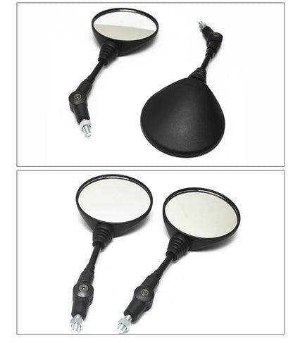 10mm Black Aluminum Motorcycle Side Mirror — Universal 360° Adjustable, Foldable, Anti-Fall Rearview Mirror