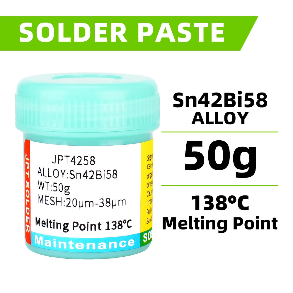 Sn42Bi58 SMD Welding Paste – 138°C Low Temperature Lead-Free No Clean Solder Paste for Phone Component Repair