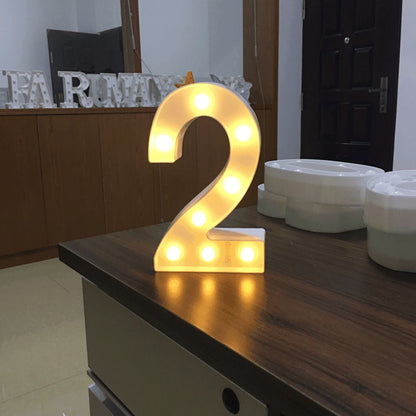LED Number & Letter Night Light - Luminous A-Z Alphabet & 0-9 Lamp for Party and Wedding Decor
