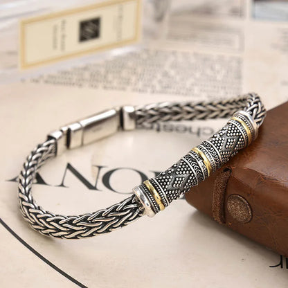 Braided Keel Chain Bracelet - Vintage Hip Hop Link Jewelry Gift for Men & Boyfriends