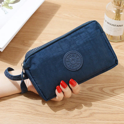 Large-Capacity Three-Zipper Wallet & Handbag – Retro Mobile Phone Bag & Portable Fashion Storage for Women & Students