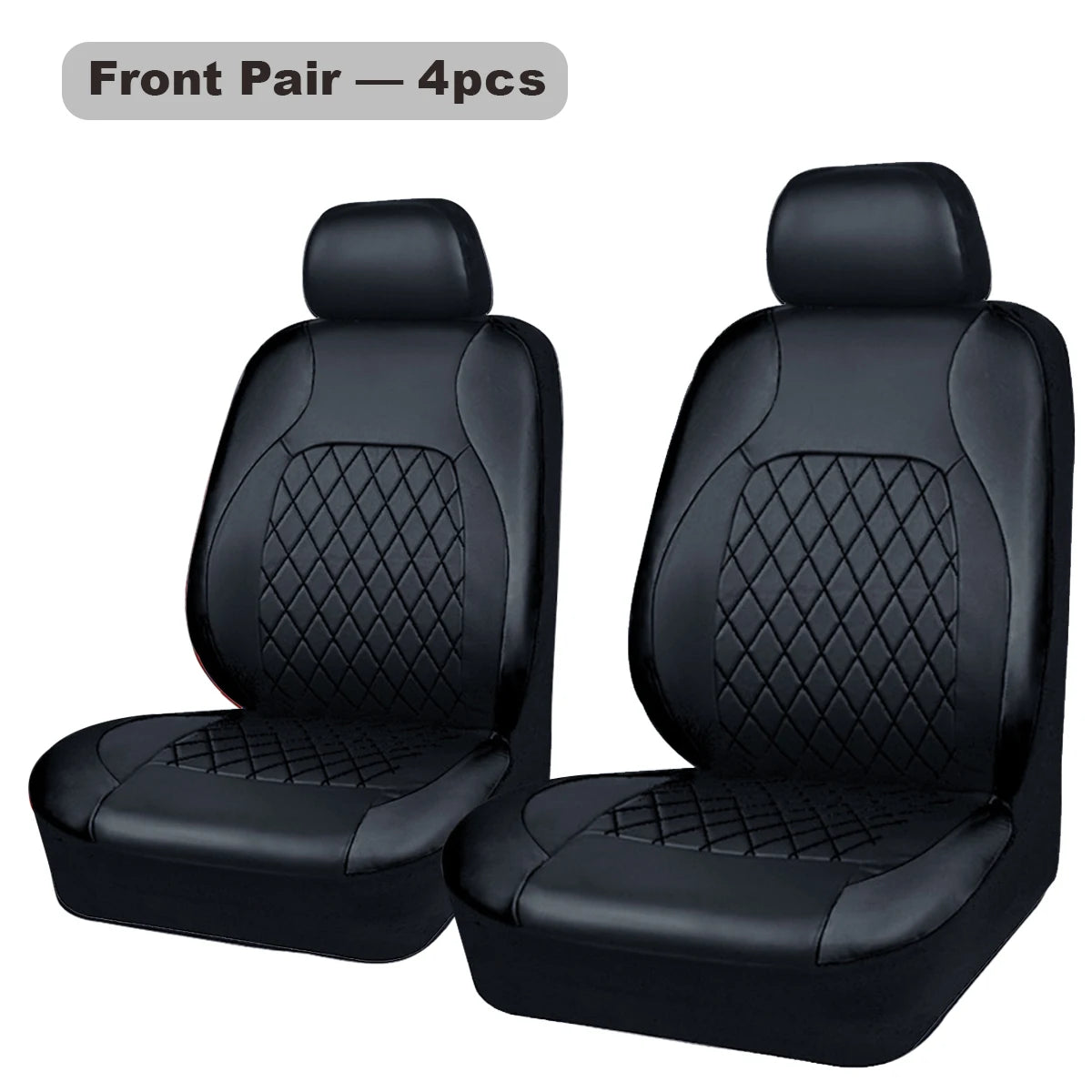 Universal 4PCS Faux Leather Car Seat Covers - All-Season Quilted Interior Seat Protector Set