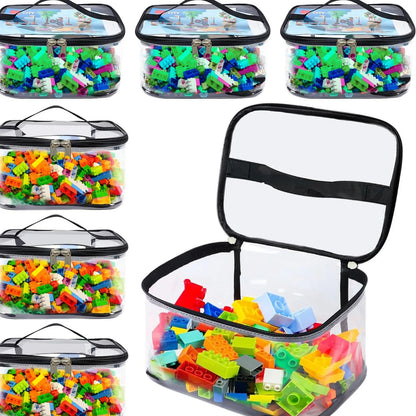 Transparent Mesh Zipper Toy Storage Bag – Large Capacity Organizer for Puzzles, Blocks & Building Toys
