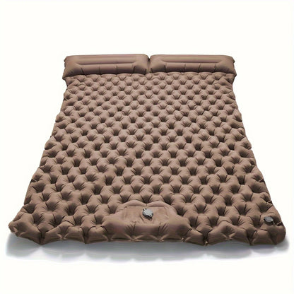 Double Inflatable Camping Mattress with Built-in Pillow Pump - Outdoor Air Sleeping Pad for Backpacking and Hiking