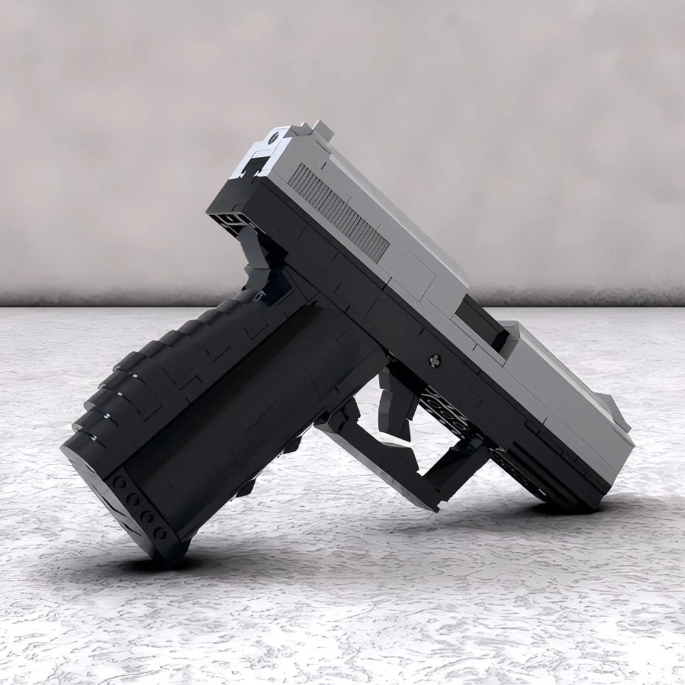 Secret Agent Tactical Pistol MOC Building Blocks - High-Detail Semi-Automatic Gun Model DIY Brick Set