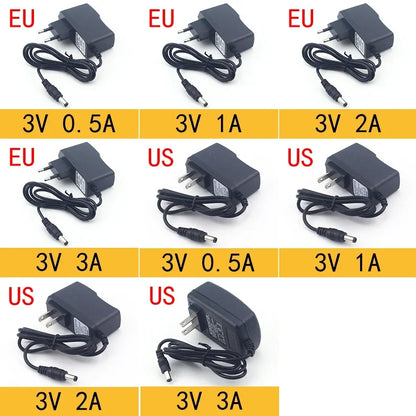 Universal AC/DC Power Adapter - 110–240V Input, 3V–24V Output for LED Lights and Electronics