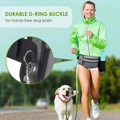 Dog Training Walking Bag – Hands Free Treat Pouch Waist Bag, Pet Snack Feeder, Pocket for Dog Bowls & Water Cup