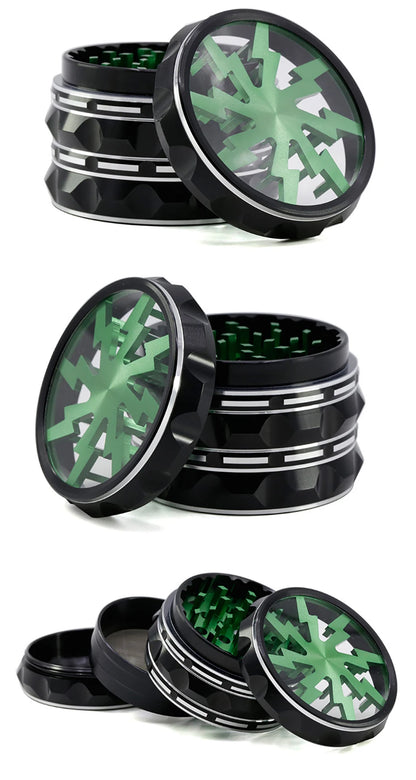 60mm 4-Part Aluminum Herb Grinder – Metal Spice Mill with Transparent Skylight for Tobacco & Smoking Accessories