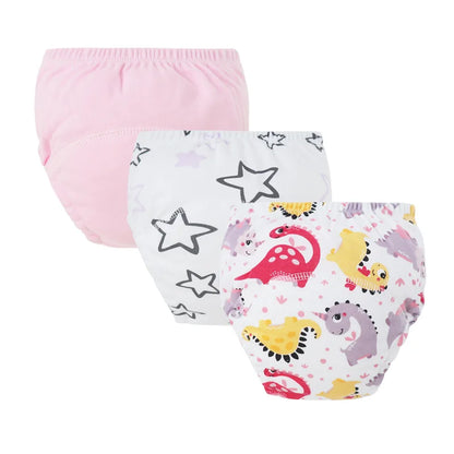 3-Piece Baby Diaper Pants Set – Cotton Toddler Training Pants, Cartoon Printed Reusable Nappies for Newborns & Infants