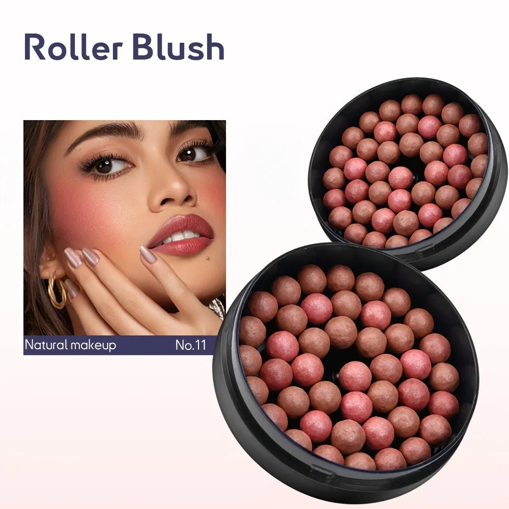 Roll-On Blush Makeup - Long Lasting Shimmer & Matte Finish with 3D Glossy Texture Brush
