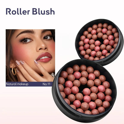 Roll-On Blush Makeup - Long Lasting Shimmer & Matte Finish with 3D Glossy Texture Brush